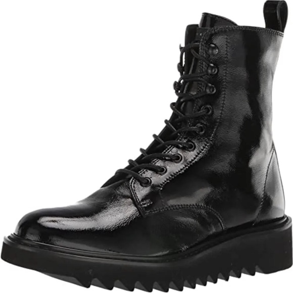 Giuseppe Zanotti Other - GIUSEPPE ZANOTTI Black Patent Leather Almond Toe Lace Up Combat Boots Sz 46 US13